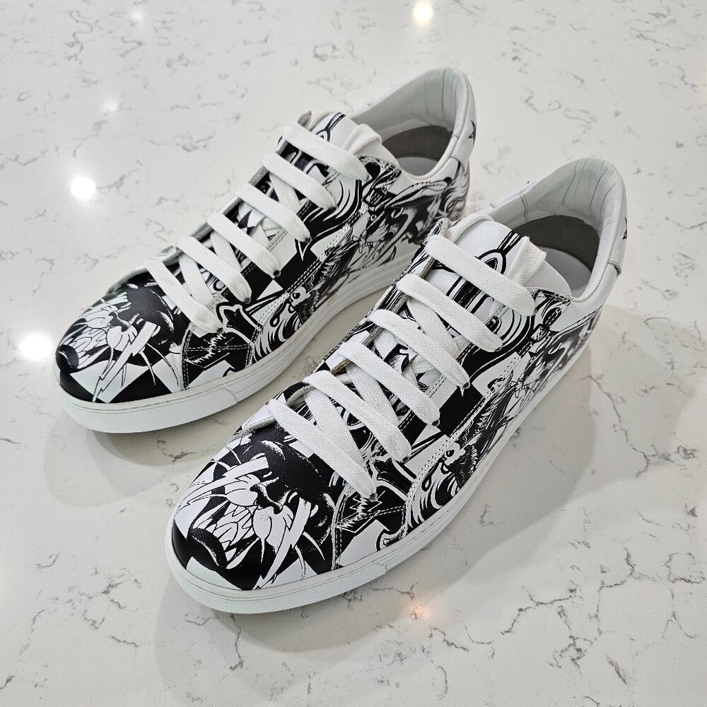 DSQUARED2 Men's Graffiti Sneakers Vitello Stampa Tatoo Size 44 (US 11) Pristine